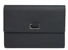 ბლოკნოტი A6, ბიზნეს ბარათების ჩასადებით და მაგნიტური ჩამკეტით, შავი