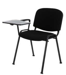 საოფისე სკამი ნაჭრის ზედაპირით და დაფით, შავი