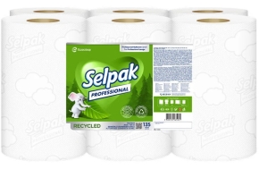 სამზარეულოს ხელსახოცი Selpak Professional, რეციკლირებული, ლაზერული, 2 ფენა, 135 მეტრი, 1 რულონი, დისპენსერებისთვის
