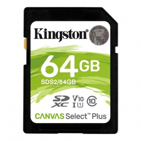 SD მეხსიერების ბარათი Kingston Canvas Select Plus SDS2, 64GB