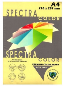 ფერადი ქაღალდი Spectra Color A4, 500 ფ. ყვითელი