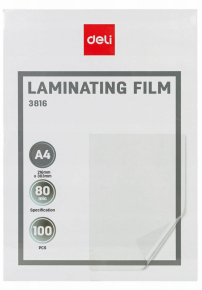 Lamination tape Deli A4 216X303mm. 80 microns 100 pieces