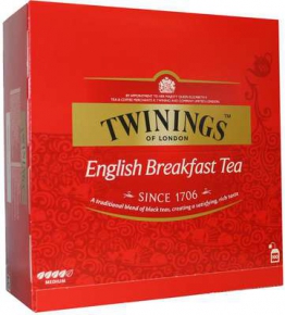 Black tea Twinings of London English Breakfast tea, 100 pieces