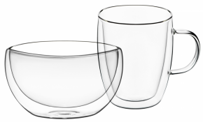 Double glass cup and bowl ARDESTO