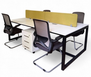Office Furniture Set (Table, Double Desk Divider, Chair, Drawer)