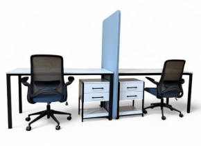 Office Furniture Set (Table, Floor standing Acoustic Screen, Chair, Drawer)