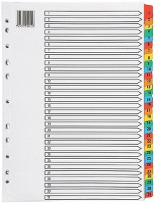Divider A4 Index, with 31 color sections