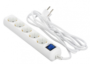 Extension cord protector 2E-U05ESM3W, with 5 switches, white