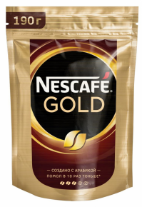 ხსნადი ყავა Nescafe Gold არაბიკით, ეკონომიურ შეფუთვაში, 190გ.