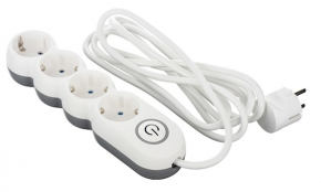 Extension cord protector 2E-U04VESM3W, 4 switches, white