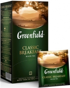 შავი ჩაი Greenfield Classic Breakfast კონვერტით, 25 ცალი