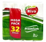 ტუალეტის ქაღალდი RIVA Premium, 3 ფენა, 32 რულონი