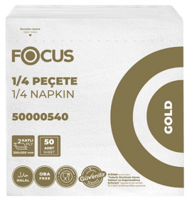 ხელსახოცი Focus Gold, 30x30 სმ., 2 ფენა, 50 ცალი, შეფუთვაში